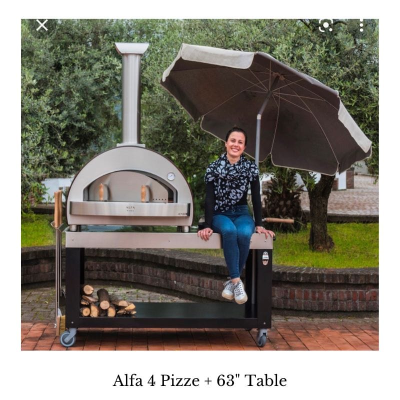 Alfa 4 Pizze Oven and a Lady on the 63&quot; Table