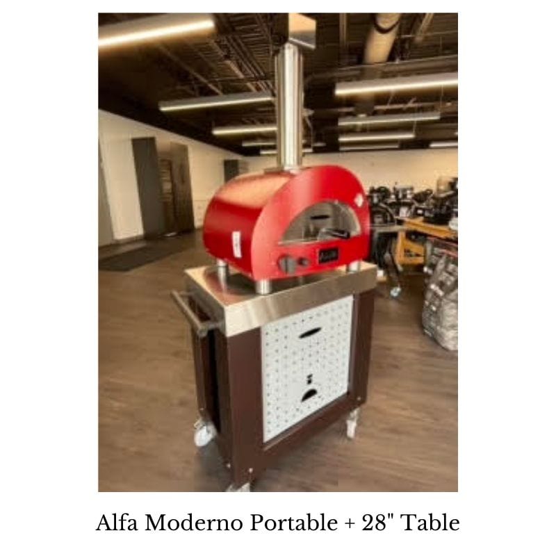 Alfa Moderno Portable Oven on top of the 28&quot; Table