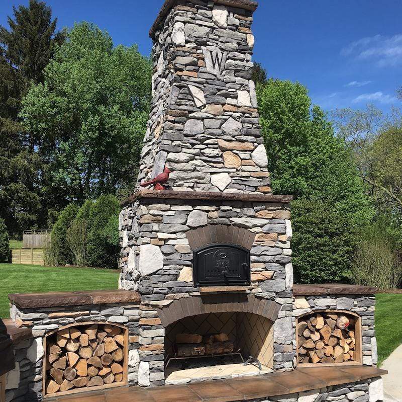 Outdoor  Fireplace and Pizza Oven Combo with Woodboxes