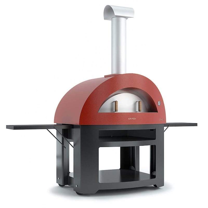 Red ALFA Allegro Pizza Oven on a Rolling Base