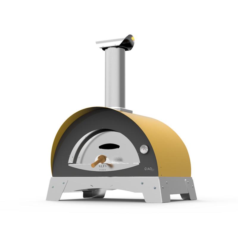 Alfa Ciao Stainless Steel Wood Fire Oven Fire Yellow