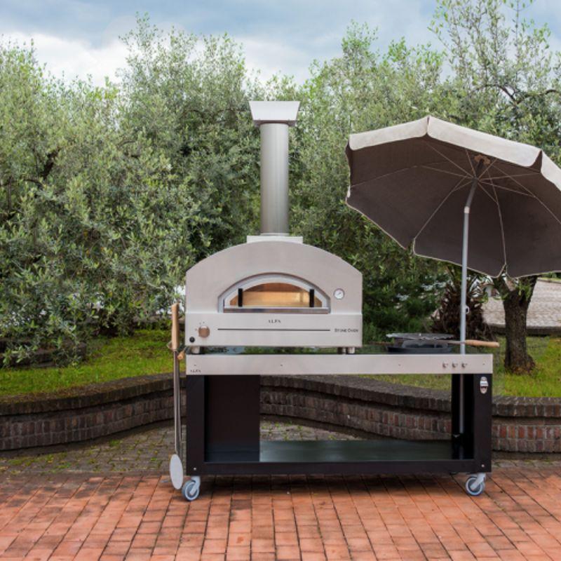 Alfa Stone Outdoor Pizza Oven on the 63" Alfa Table
