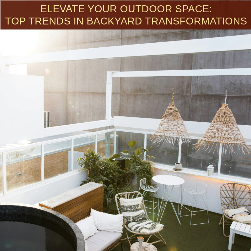 white backyard with sofa and tables