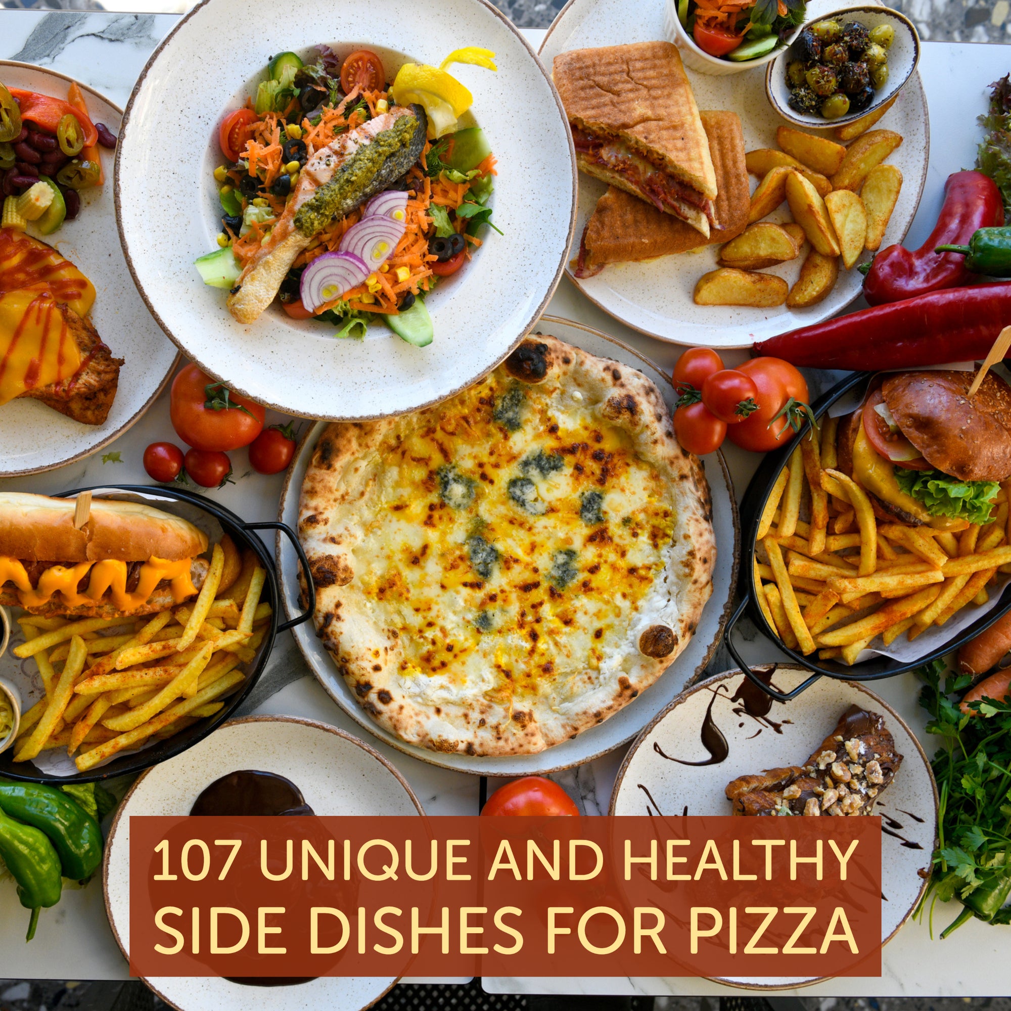 Fresh salads and vegetables to balance the slice