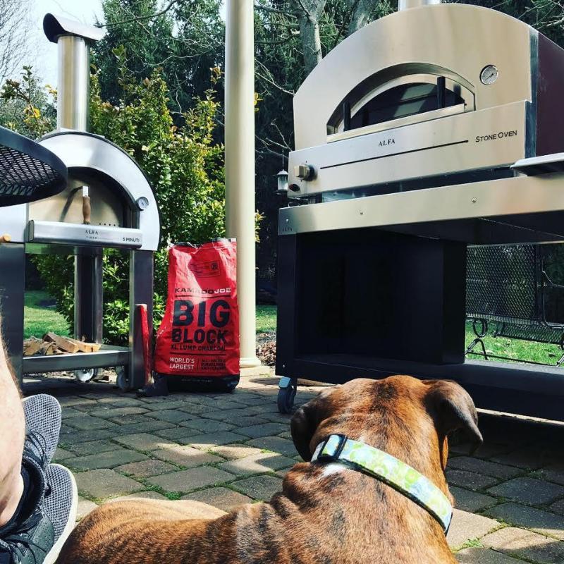 Gas pizza oven on patio