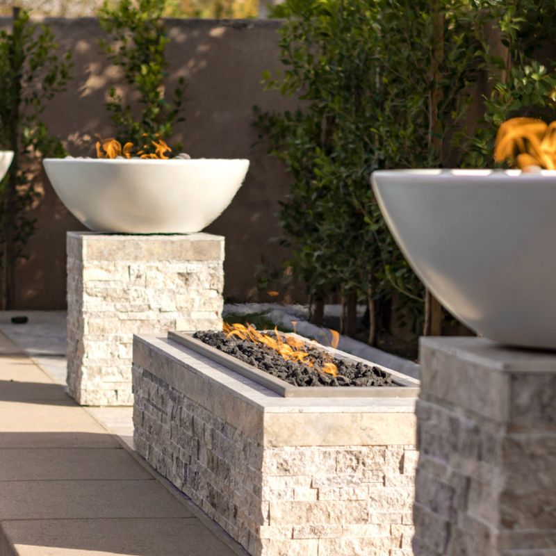 The Outdoor Plus Sedona Fire Bowl sitting by pool