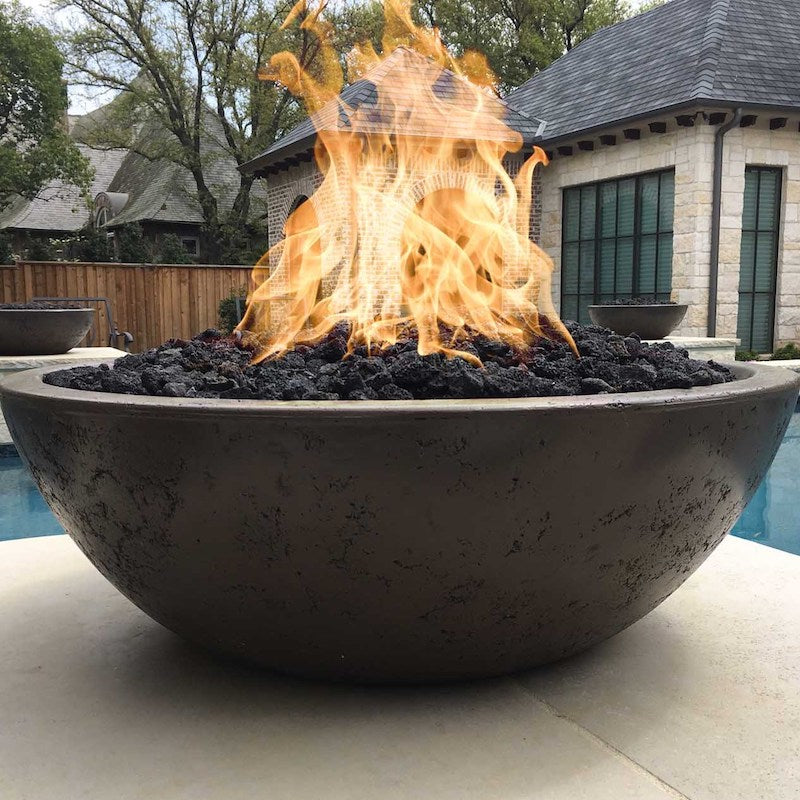 The Outdoor Plus Sedona Fire Bowl sitting by pool