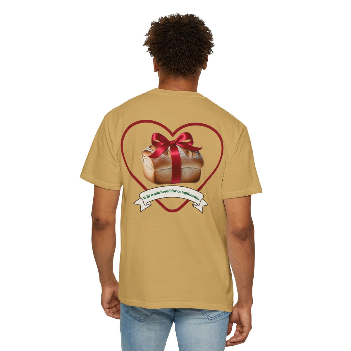 Gift of Love T-Shirt - Unisex Garment-Dyed Tee with Heart and Bread Design