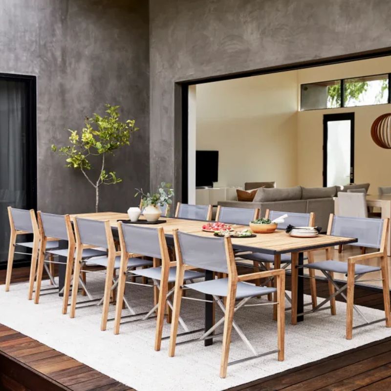 Teak + Aluminum Outdoor Expandable Dining Table Sets