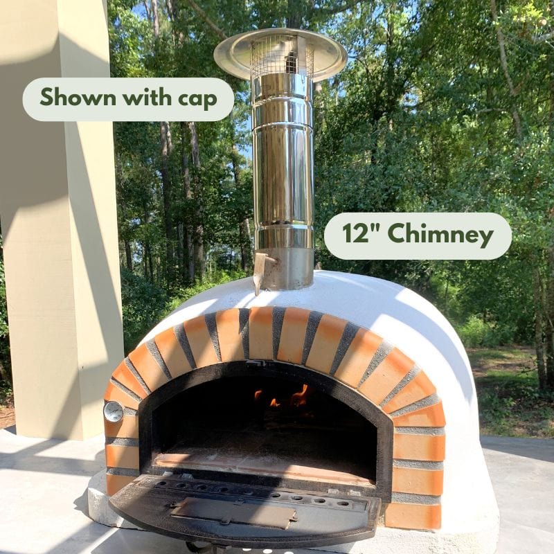 12in Chimney Pipe Extension with New Cap from Authentic Pizza Oven