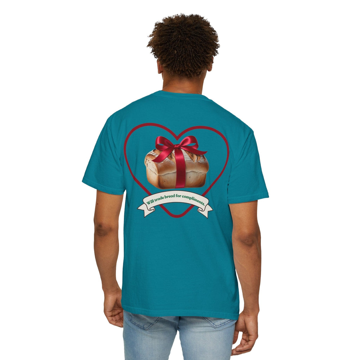 Gift of Love T-Shirt - Unisex Garment-Dyed Tee with Heart and Bread Design