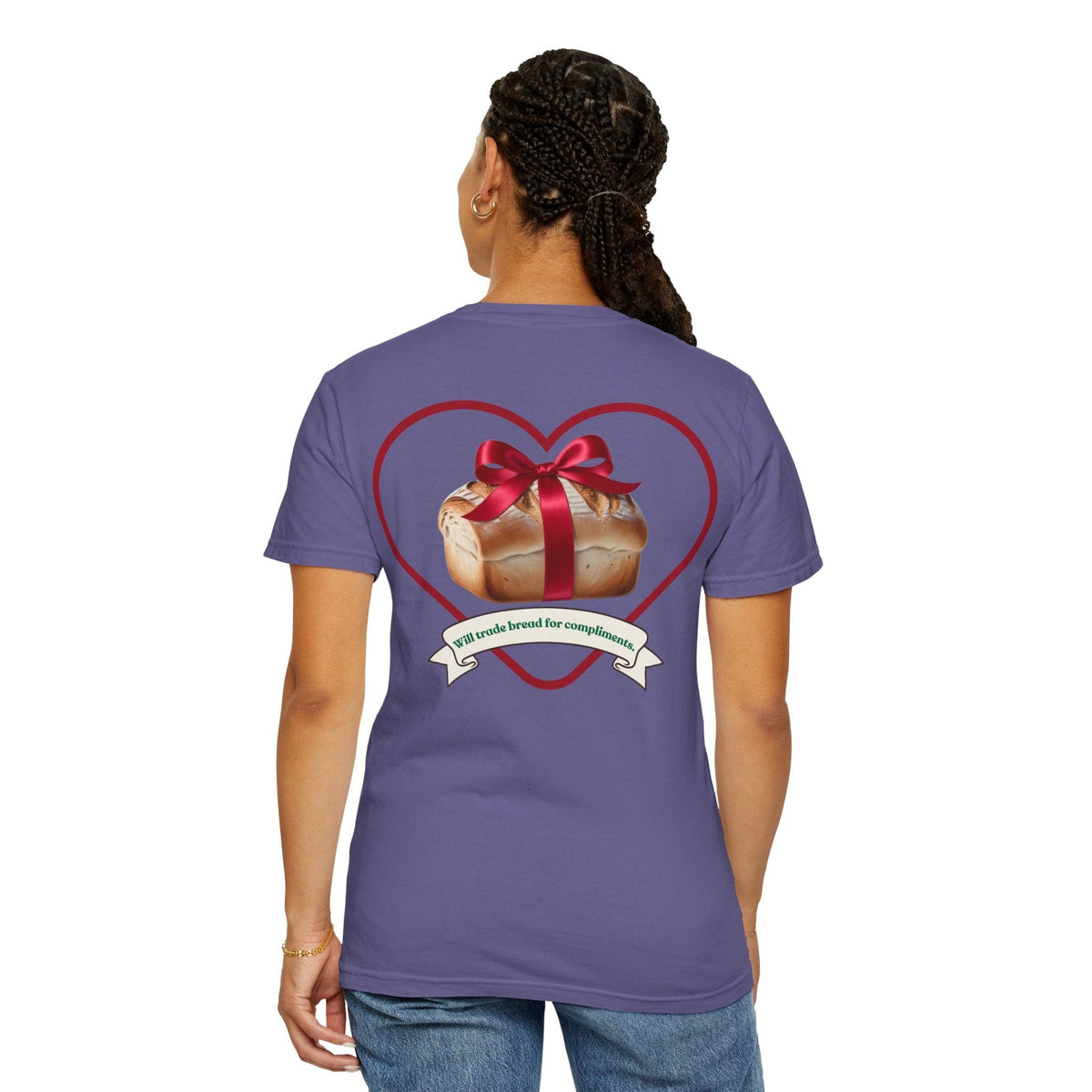 Gift of Love T-Shirt - Unisex Garment-Dyed Tee with Heart and Bread Design