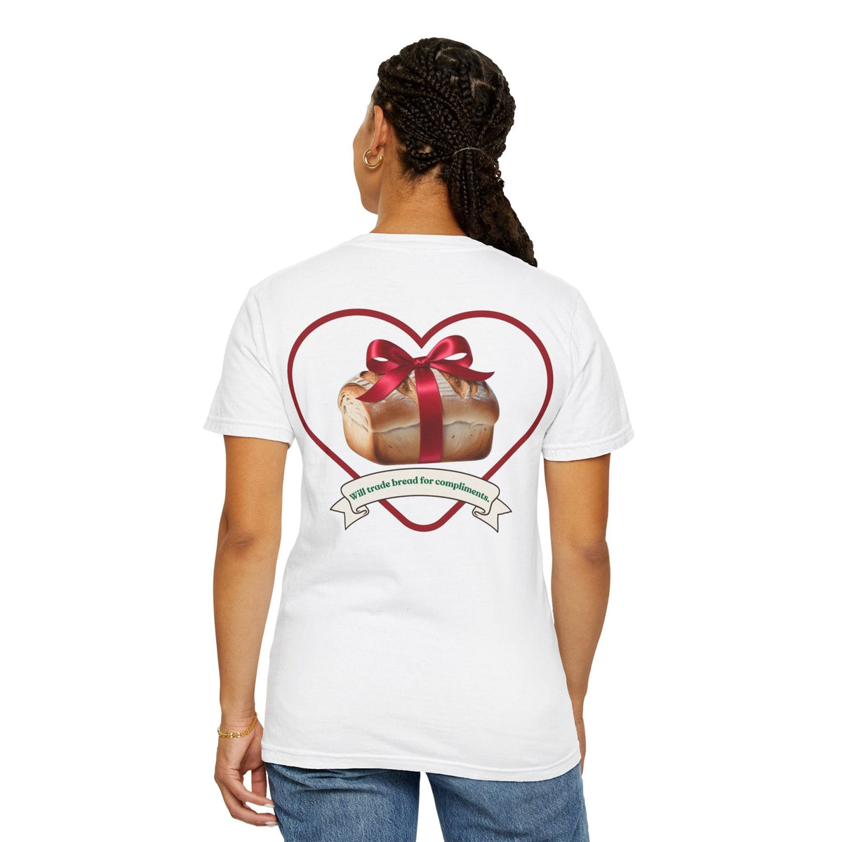 Gift of Love T-Shirt - Unisex Garment-Dyed Tee with Heart and Bread Design