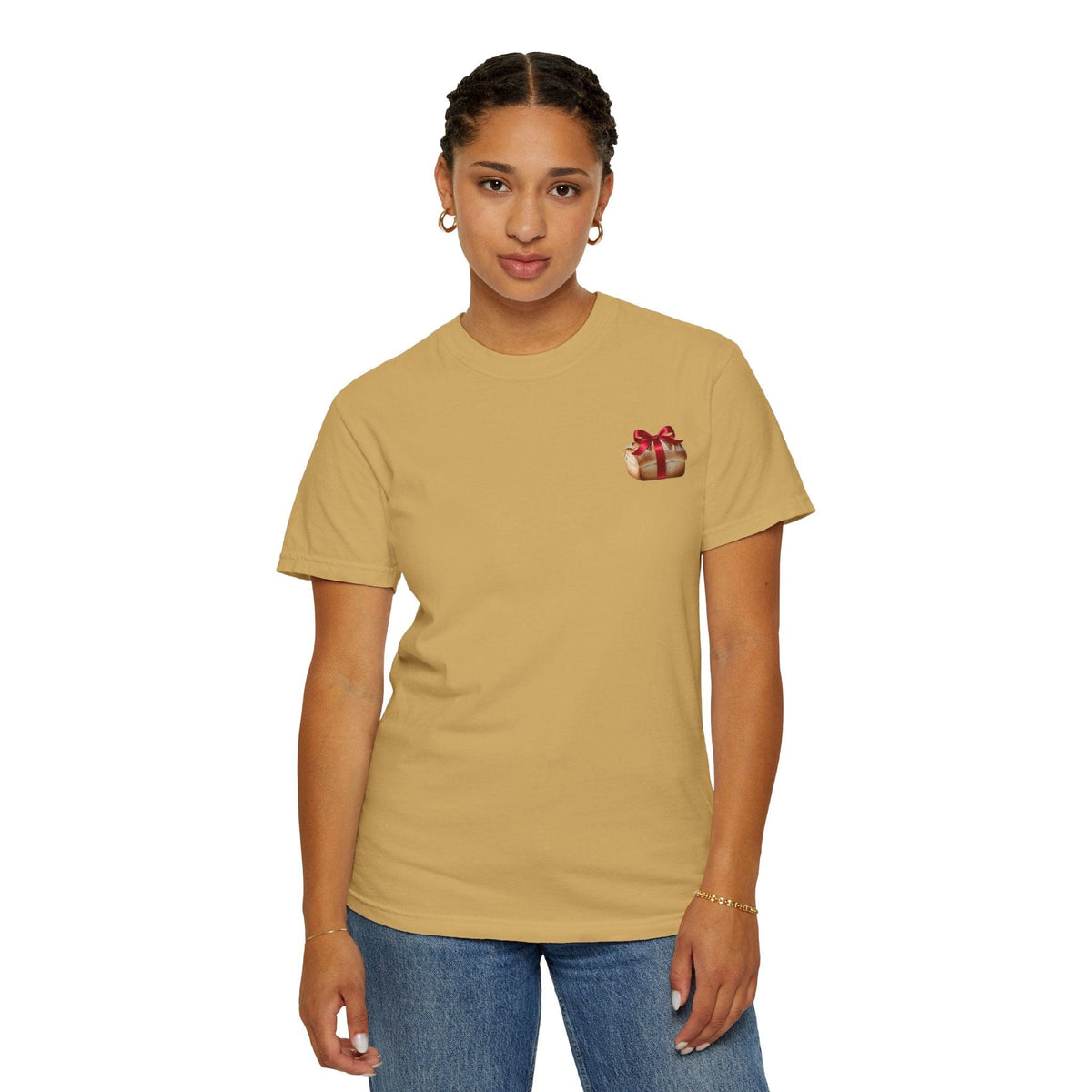 Gift of Love T-Shirt - Unisex Garment-Dyed Tee with Heart and Bread Design