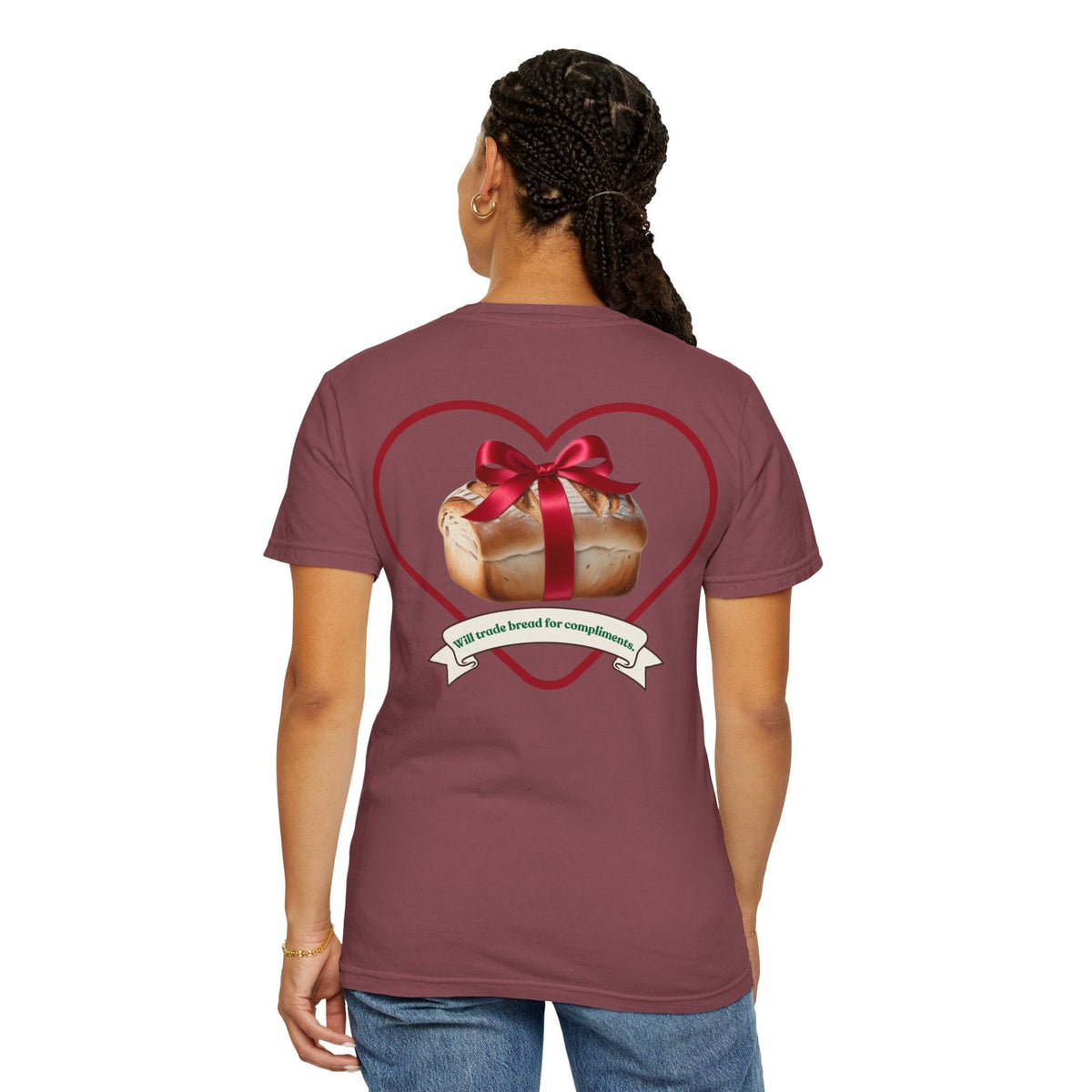Gift of Love T-Shirt - Unisex Garment-Dyed Tee with Heart and Bread Design