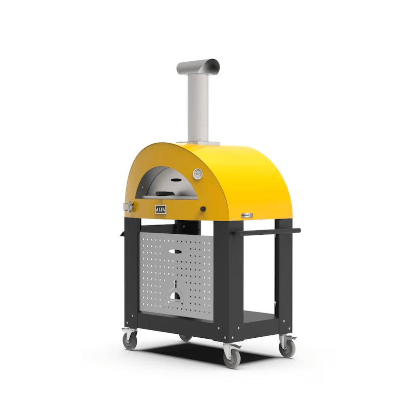 Fire Yellow Alfa MODERNO 2 Pizze Oven with Black Base