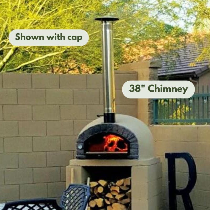 38in Chimney Pipe Extension with New Cap from Authentic Pizza Oven
