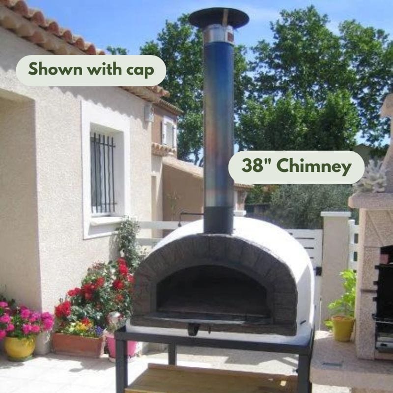 38in Chimney Pipe Extension with New Cap from Authentic Pizza Oven