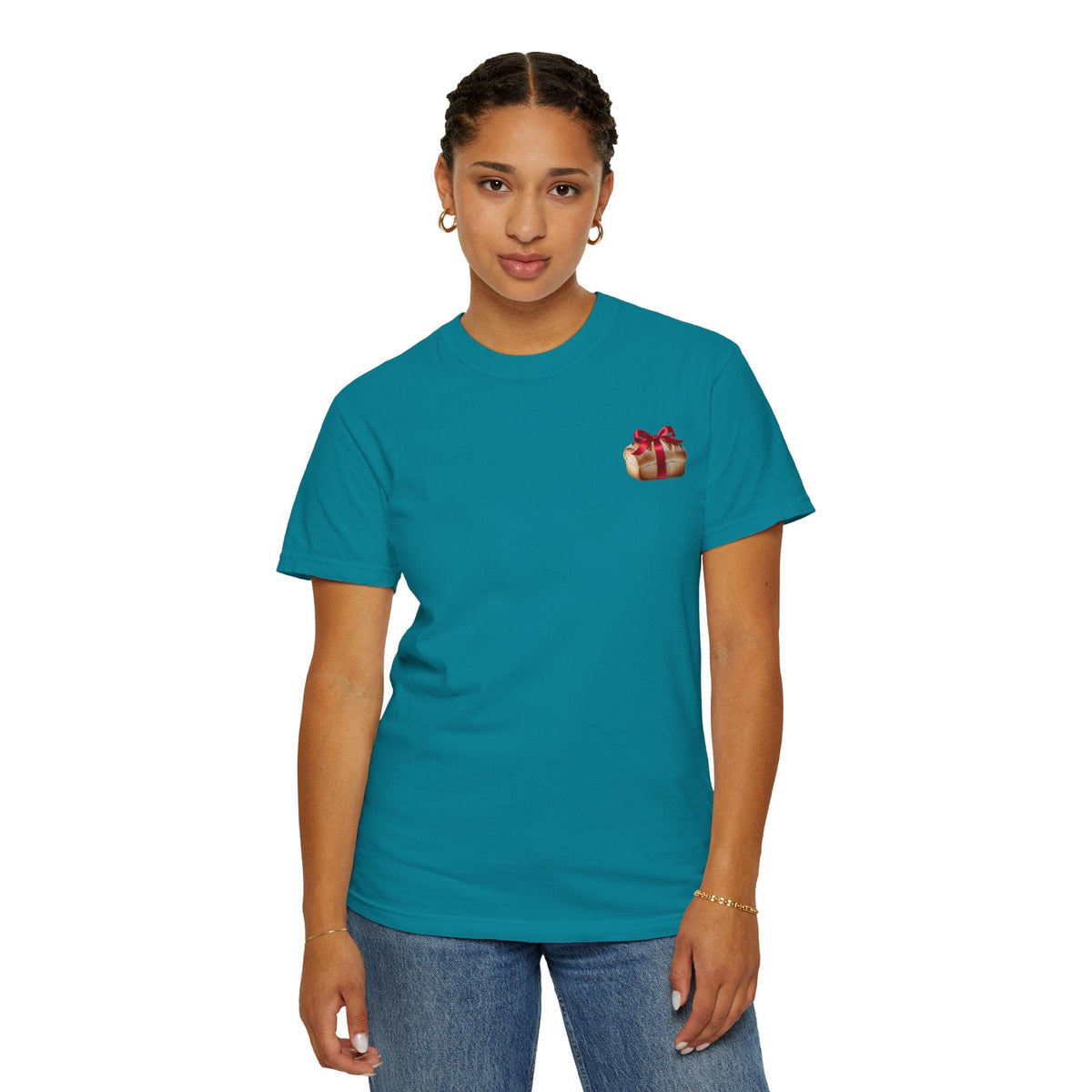 Gift of Love T-Shirt - Unisex Garment-Dyed Tee with Heart and Bread Design