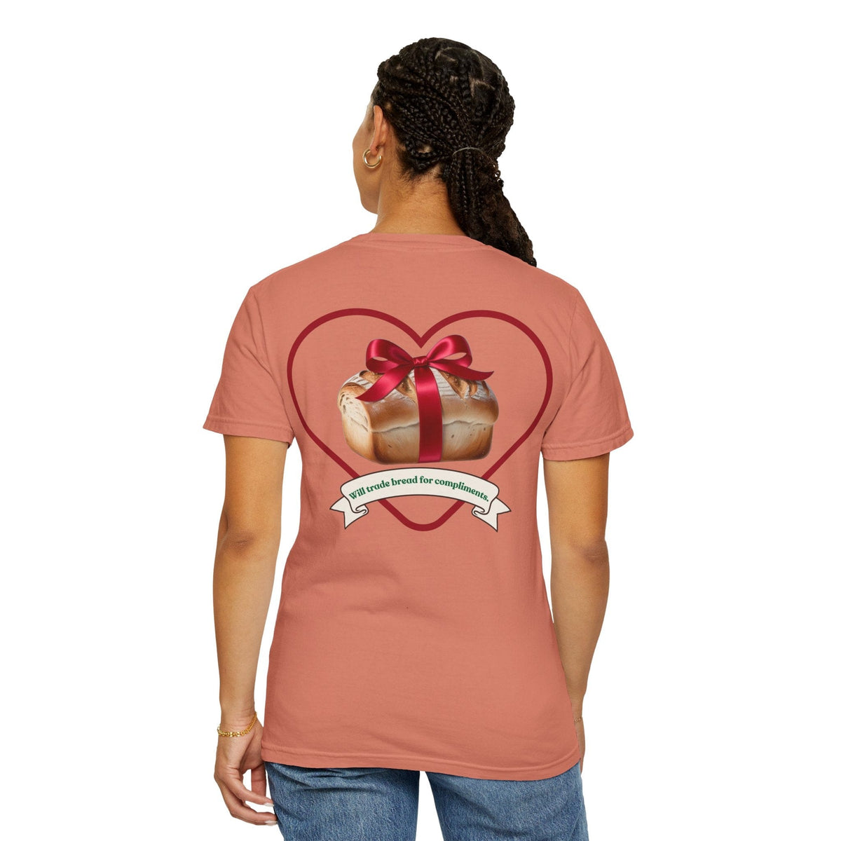 Gift of Love T-Shirt - Unisex Garment-Dyed Tee with Heart and Bread Design