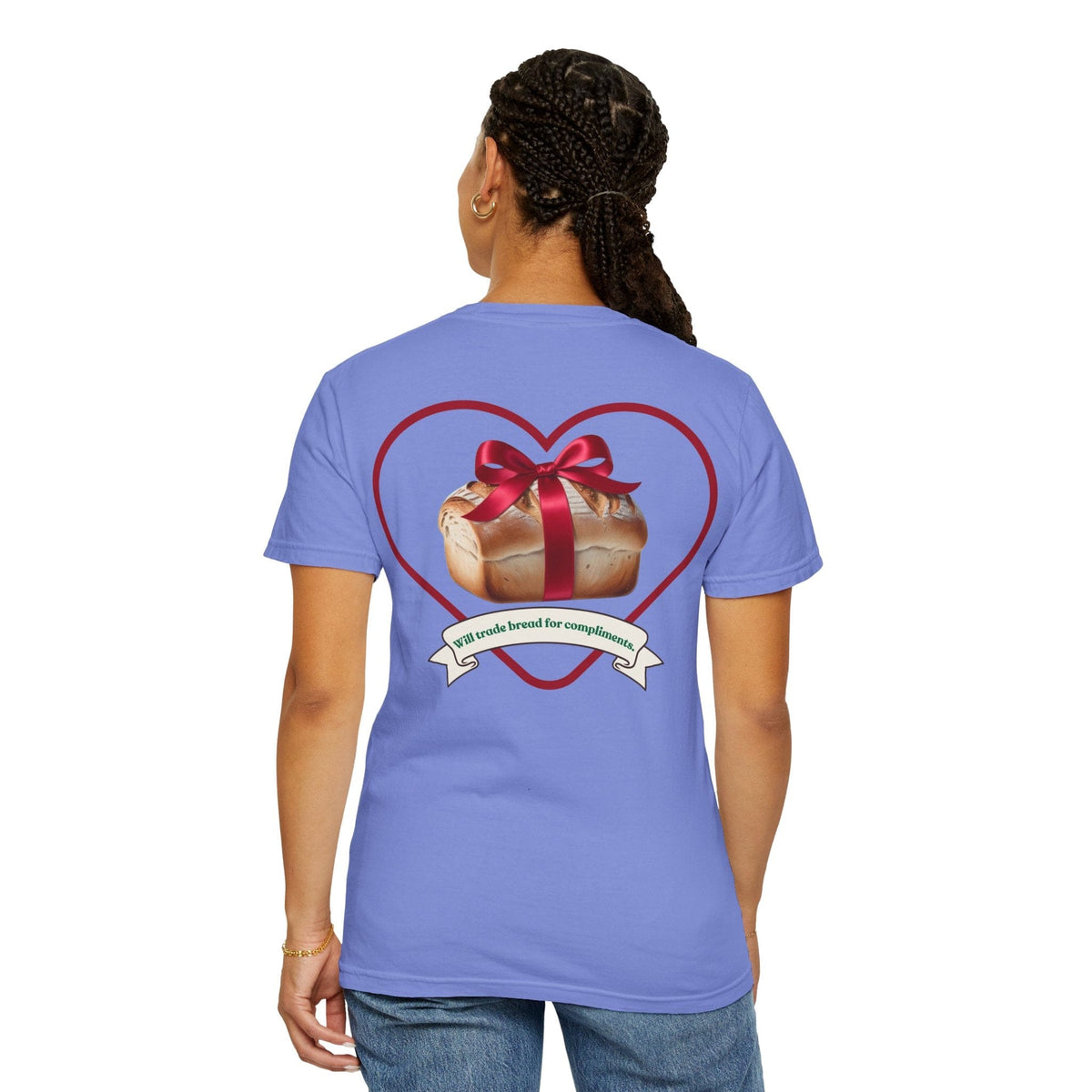Gift of Love T-Shirt - Unisex Garment-Dyed Tee with Heart and Bread Design