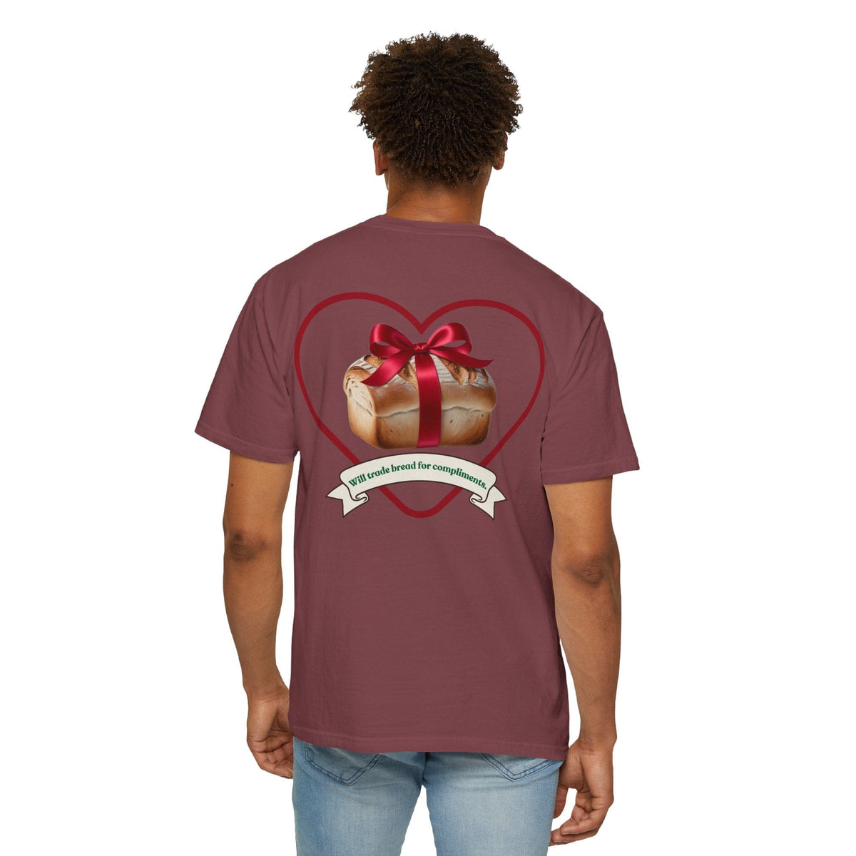 Gift of Love T-Shirt - Unisex Garment-Dyed Tee with Heart and Bread Design