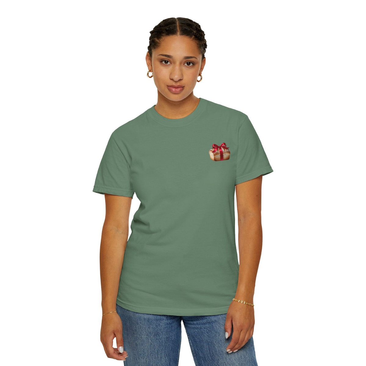 Gift of Love T-Shirt - Unisex Garment-Dyed Tee with Heart and Bread Design