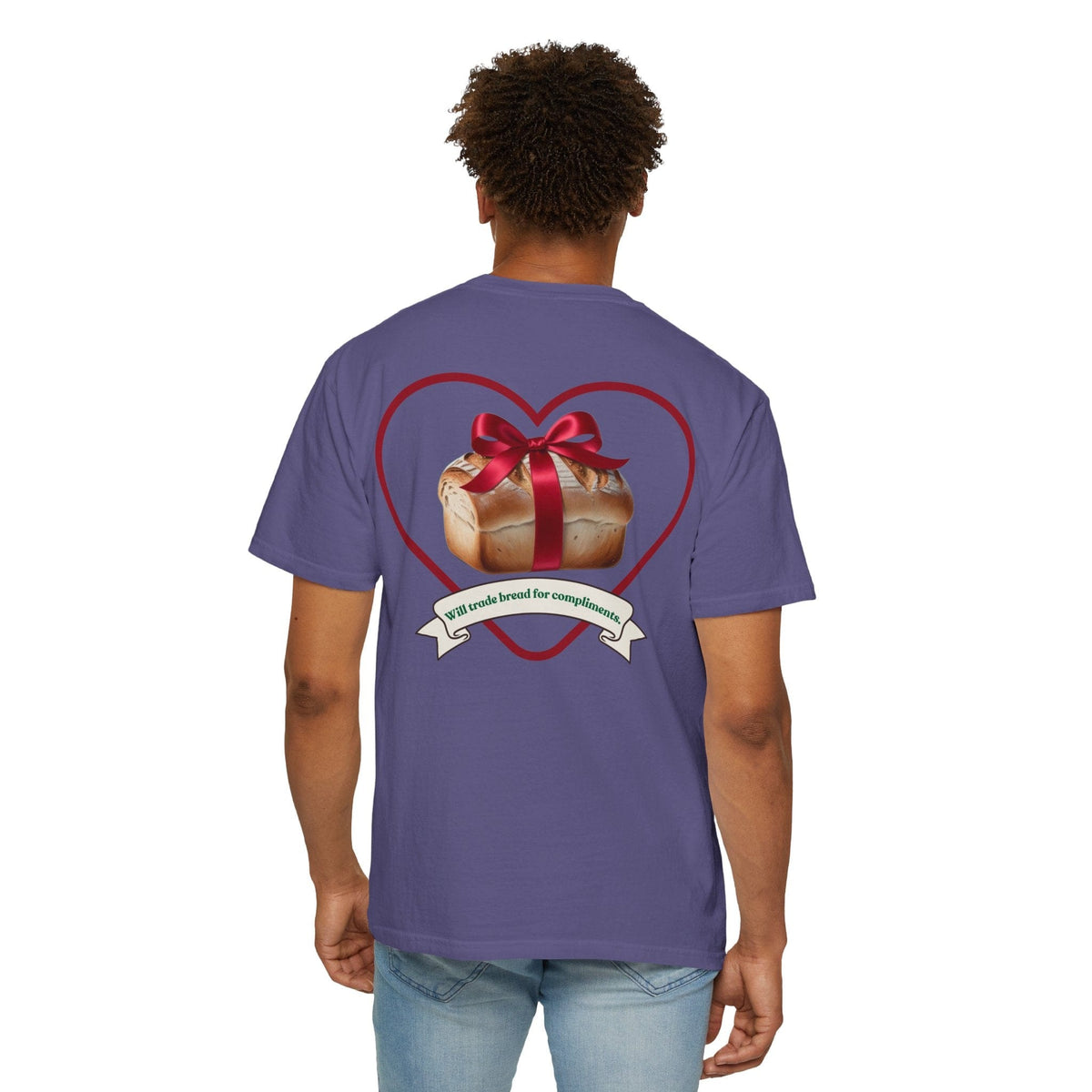 Gift of Love T-Shirt - Unisex Garment-Dyed Tee with Heart and Bread Design