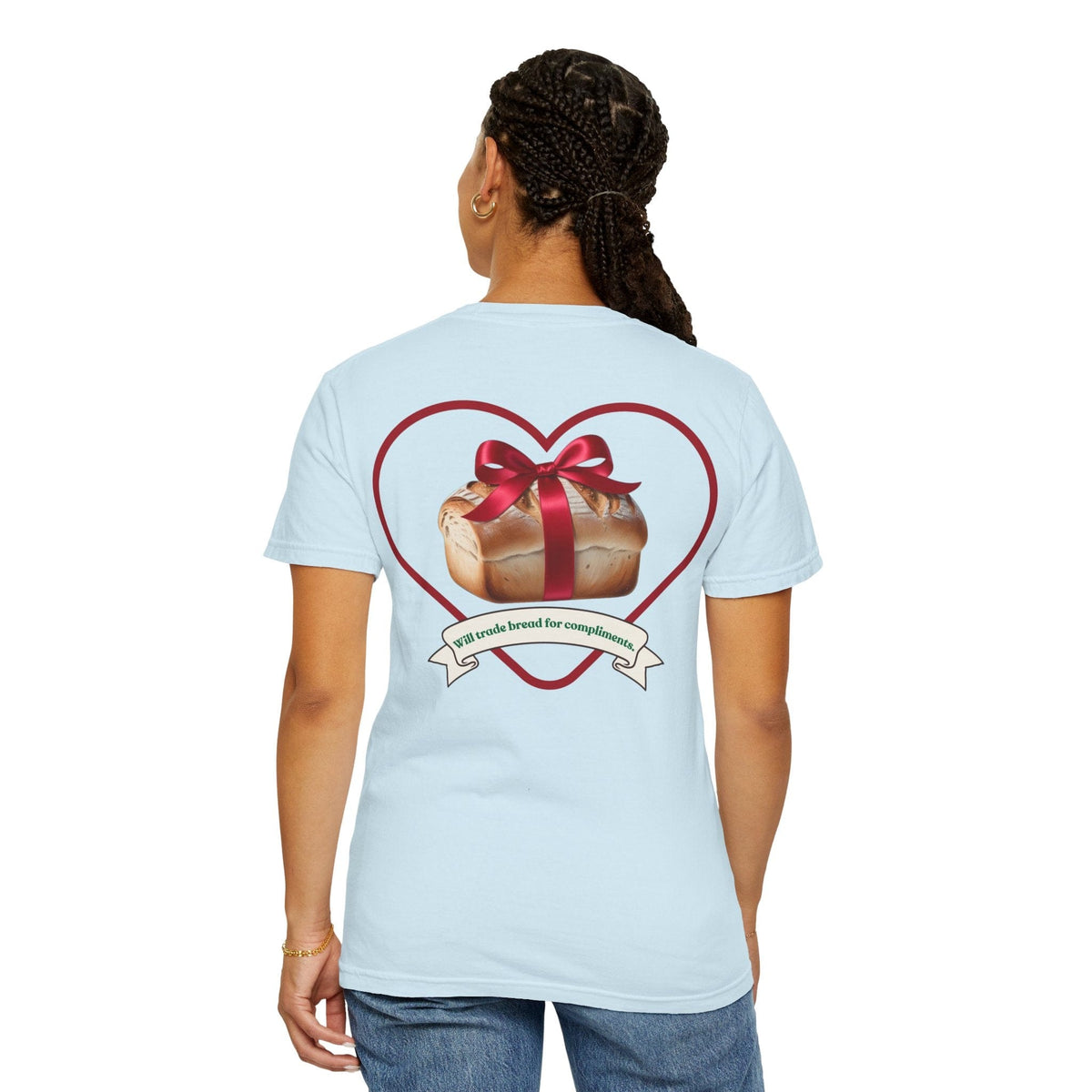 Gift of Love T-Shirt - Unisex Garment-Dyed Tee with Heart and Bread Design