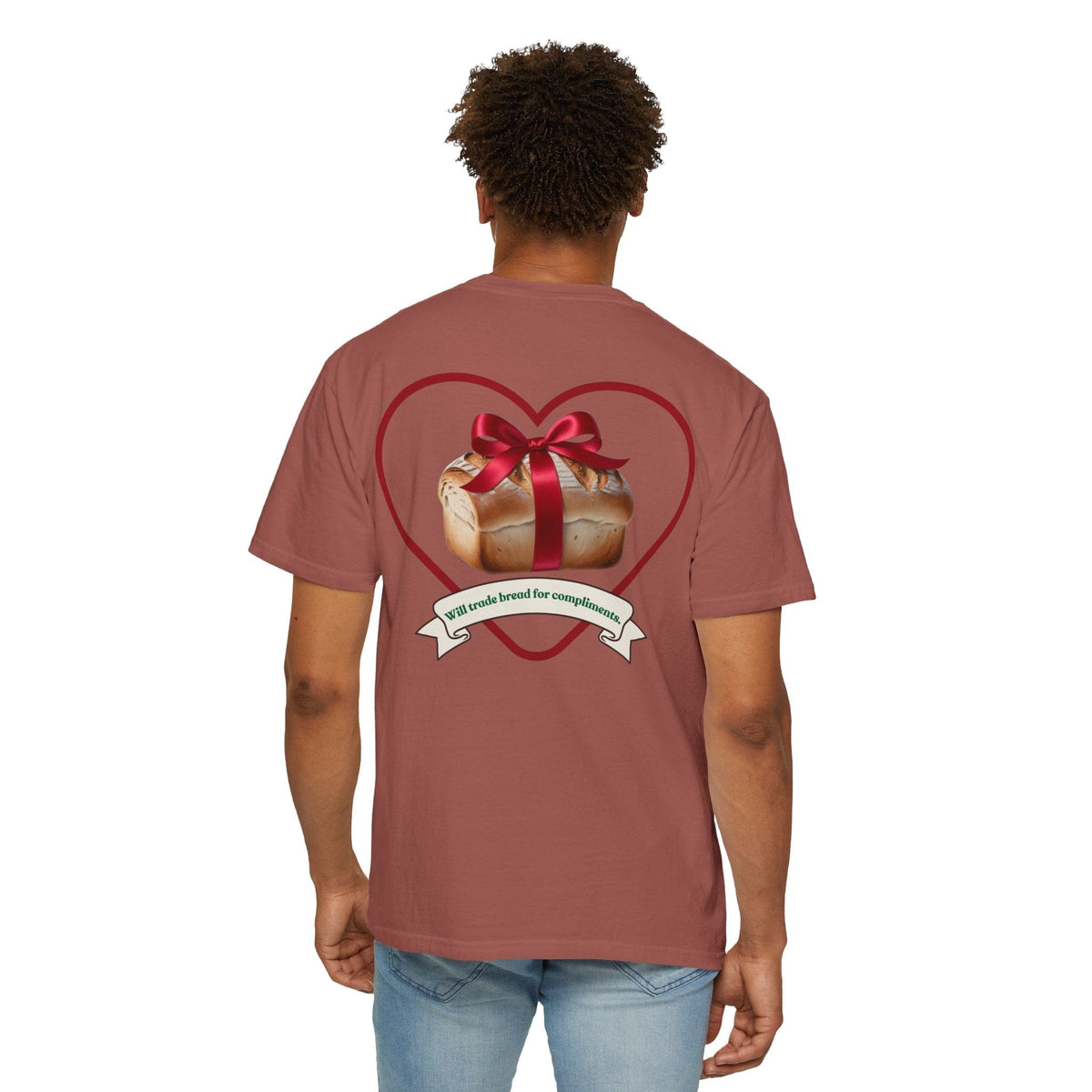 Gift of Love T-Shirt - Unisex Garment-Dyed Tee with Heart and Bread Design
