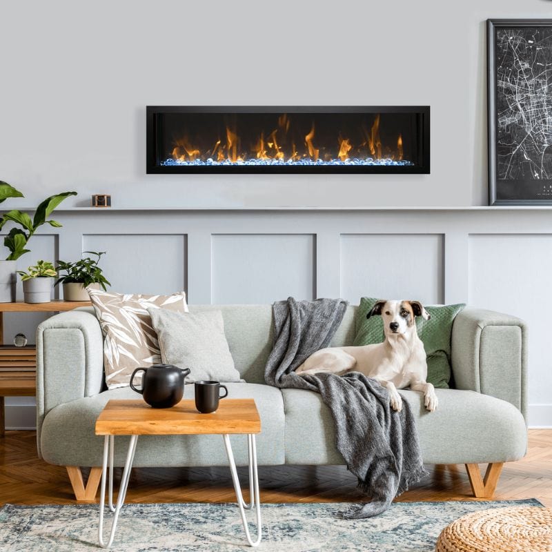 SYMMETRY Xtra Slim Smart Electric Fireplace by Amantii with Ocean Glass Media