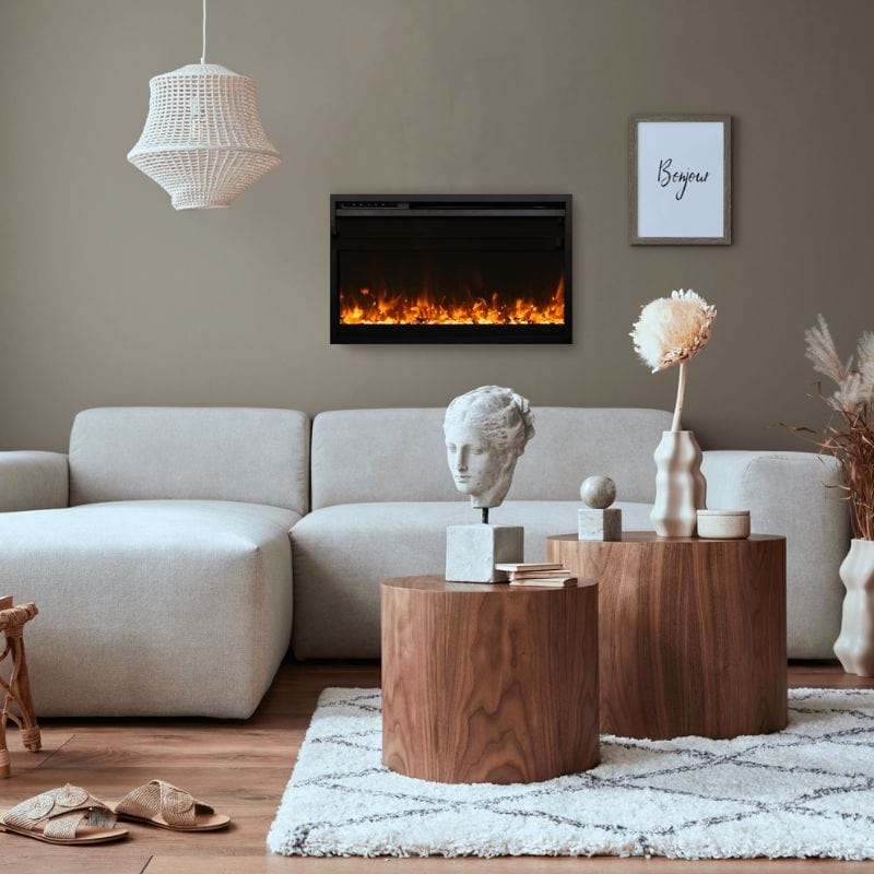 Traditional Xtraslim Smart Electric Fireplace by Amantii with Charcoal Glass Media