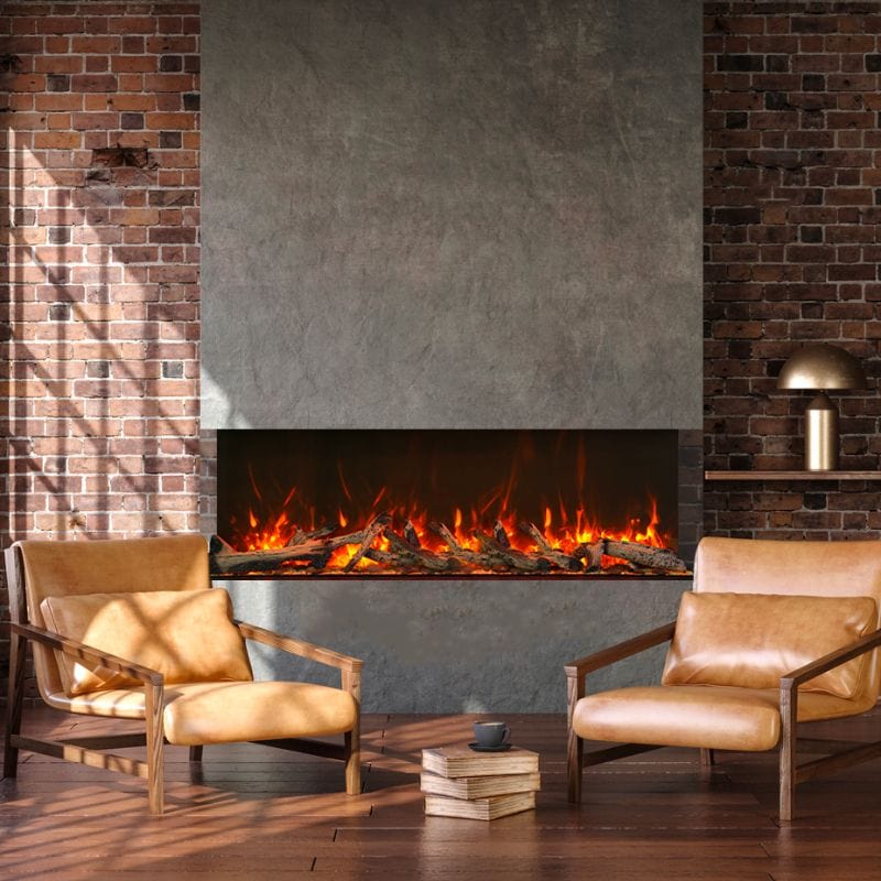 TRU-VIEW XL Extra Tall 3-Sided Electric Fireplace by Amantii with Rustic Logs