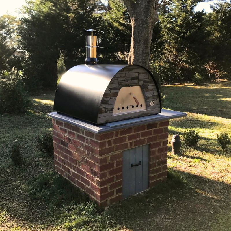 Maximus Prime Large Wood Oven on a custom made brick stand