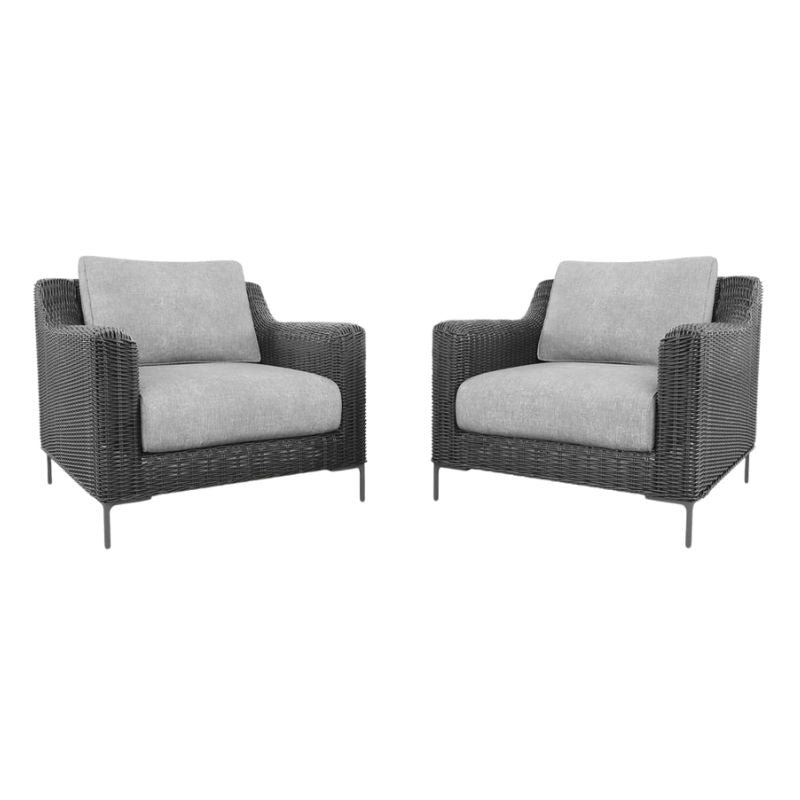 Black Wicker Armchair Conversation Set