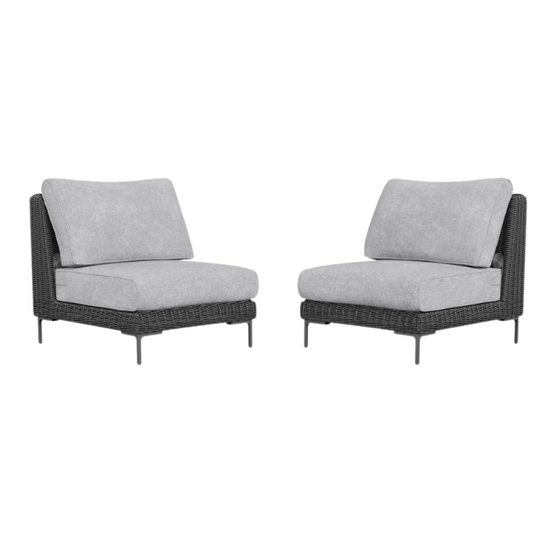 Black Wicker Armless Chair Conversation Set