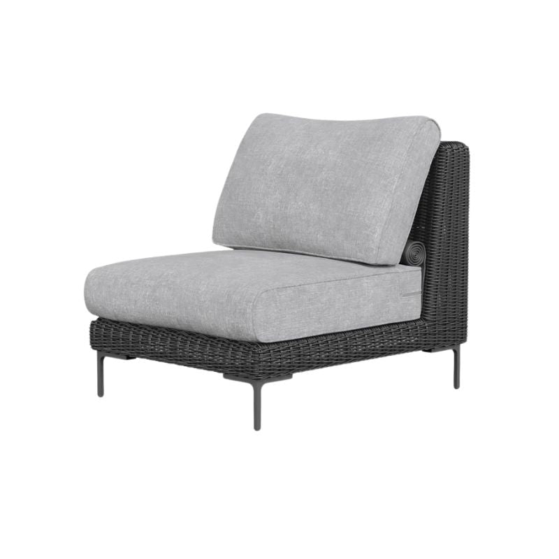 Black Wicker Armless Chair