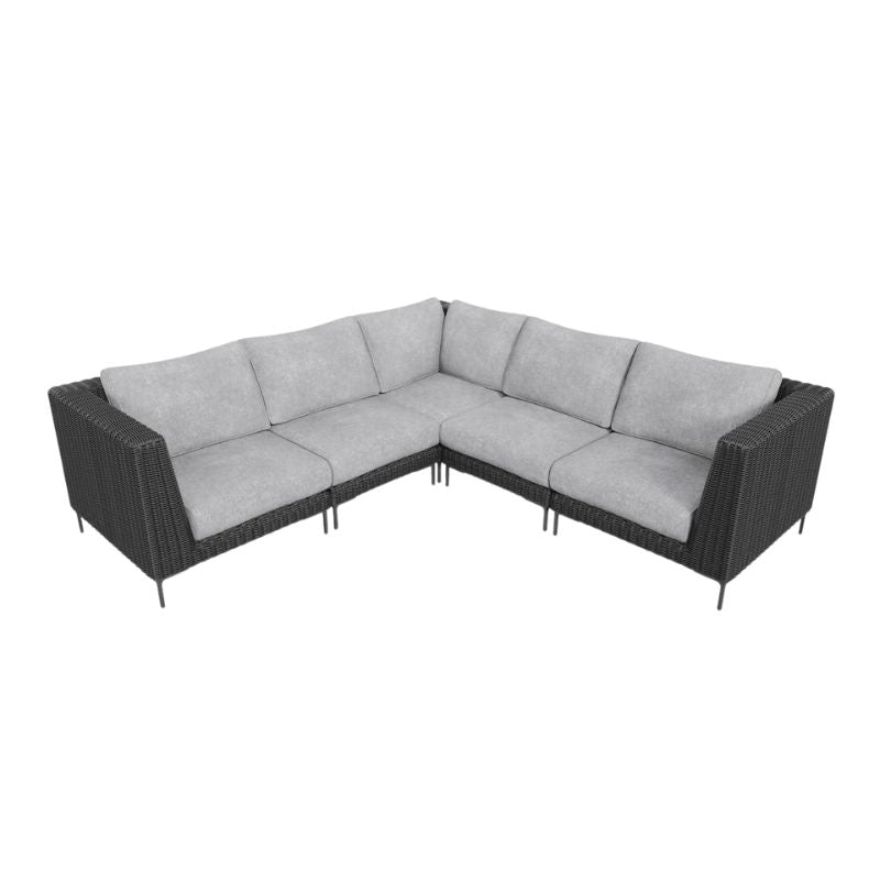 Black Wicker Corner Sectional 5 Seat