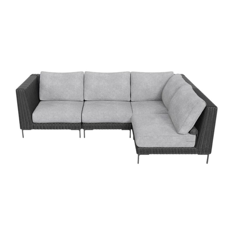 4 Seat L Sectional Black Wicker