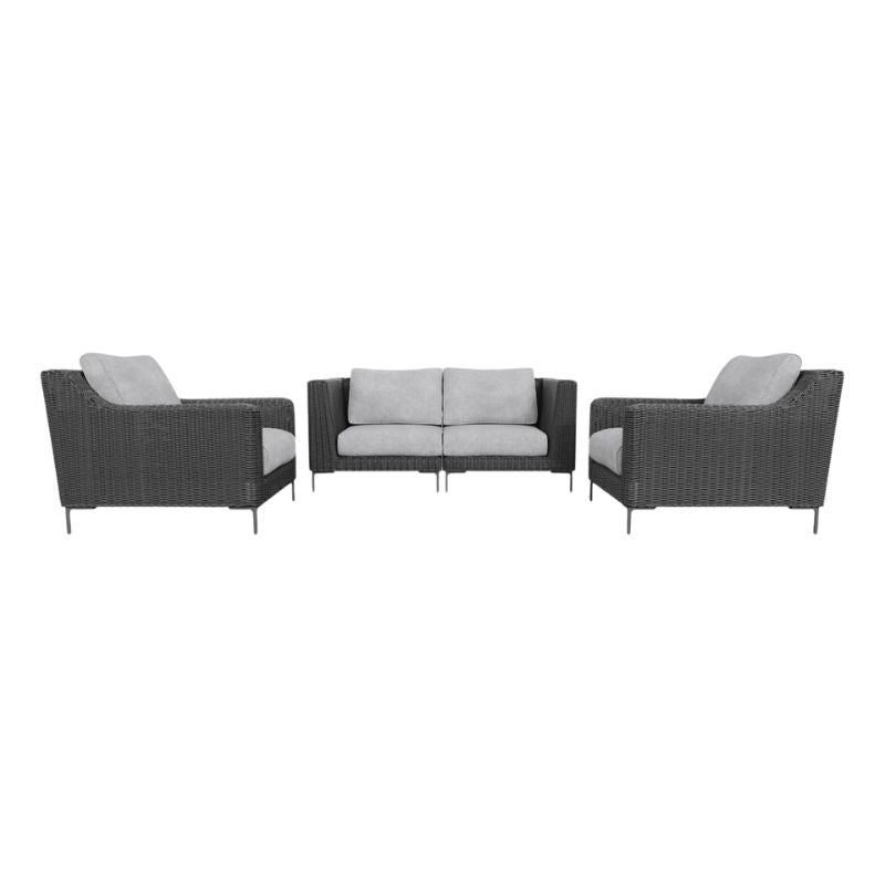 Black Wicker Loveseat with Armchairs 4 Seat