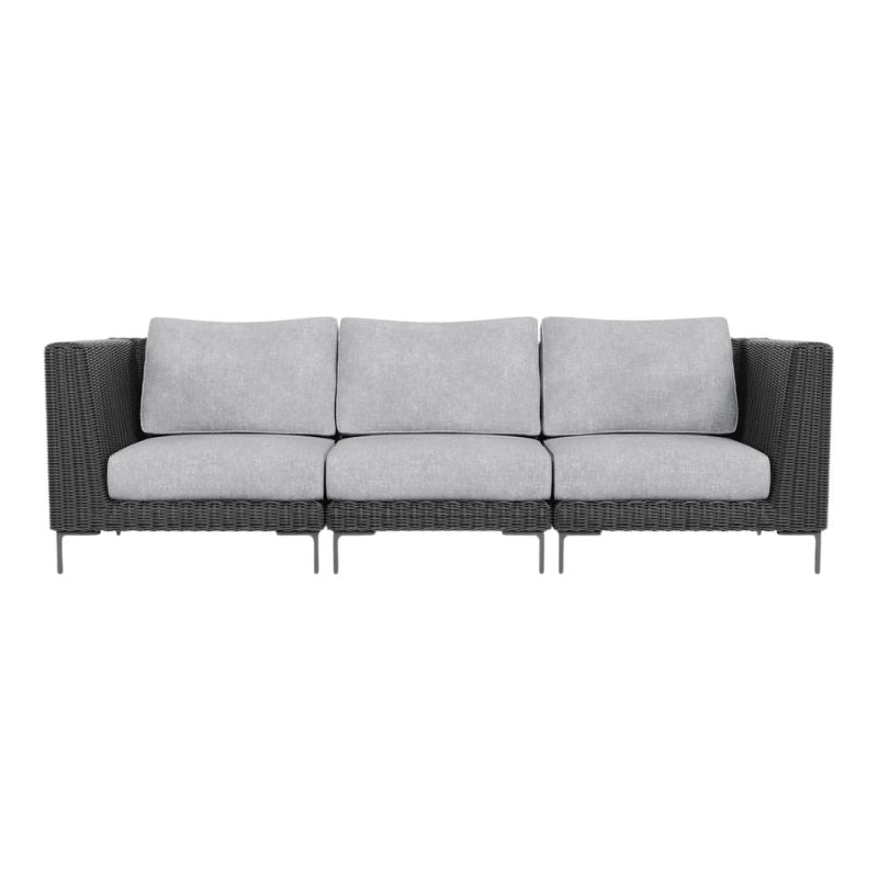 3 Seat Black Wicker Sofa