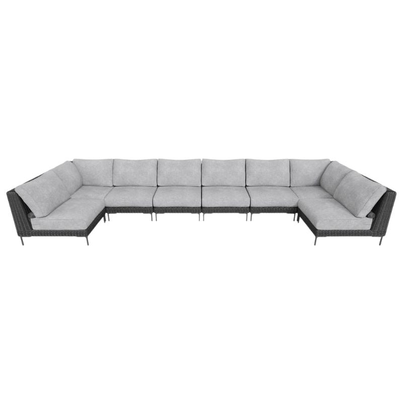 Black Wicker U Sectional 8 Seat