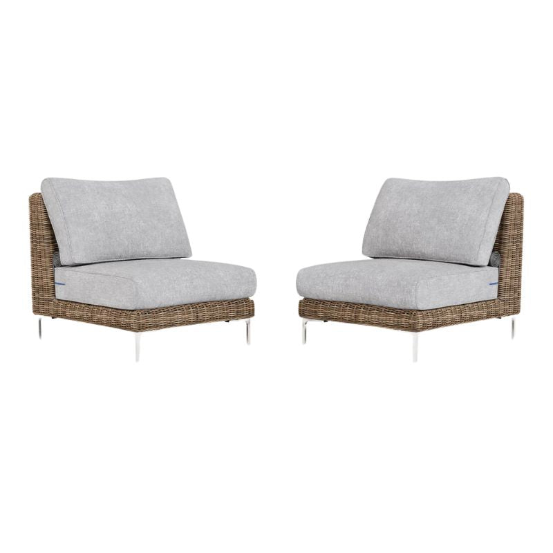 Brown Wicker Armless Chair Conversation Set