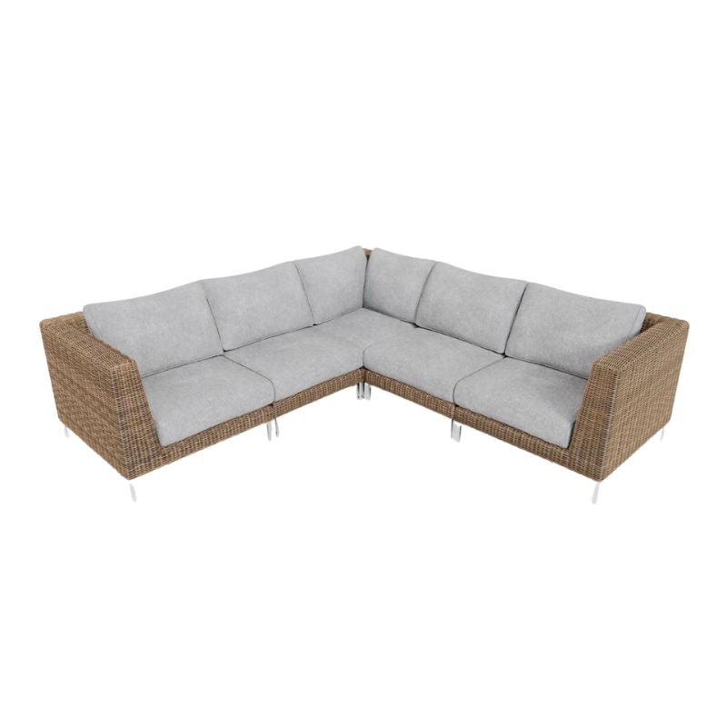 Brown Wicker Corner Sectional 5 Seat
