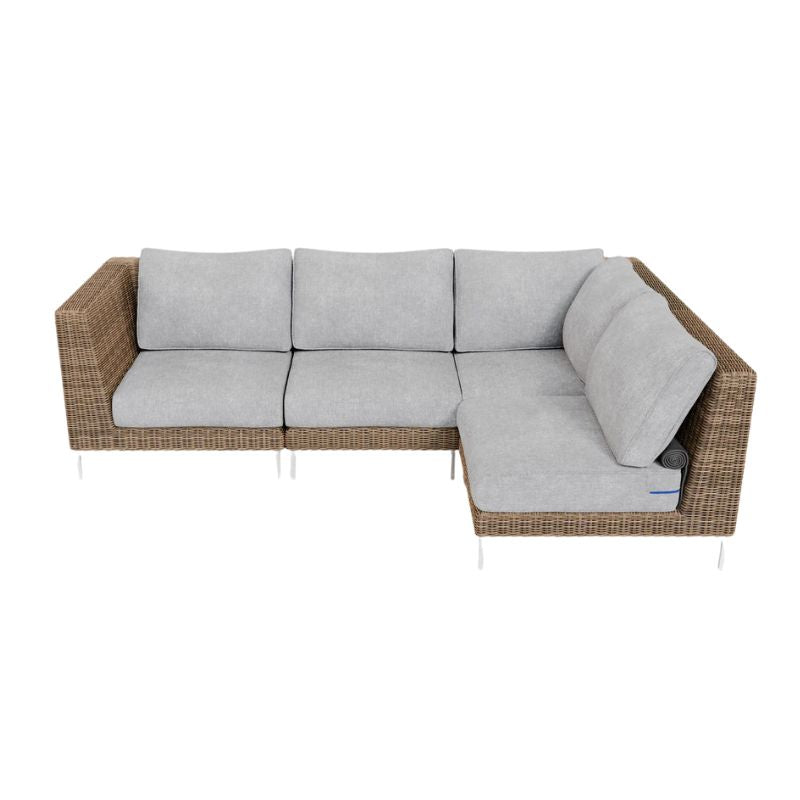 4 Seat L Sectional Brown Wicker