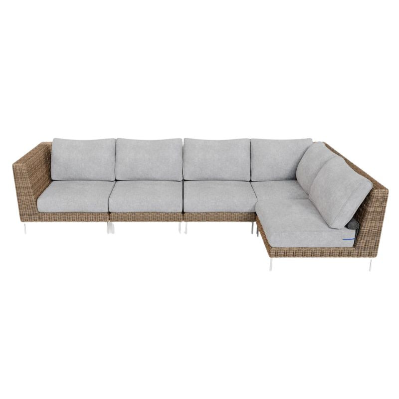 Brown Wicker Outdoor L Sectional 5 Seats