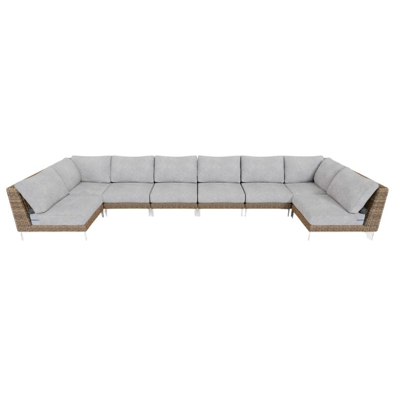 Brown Wicker U Sectional 8 Seat