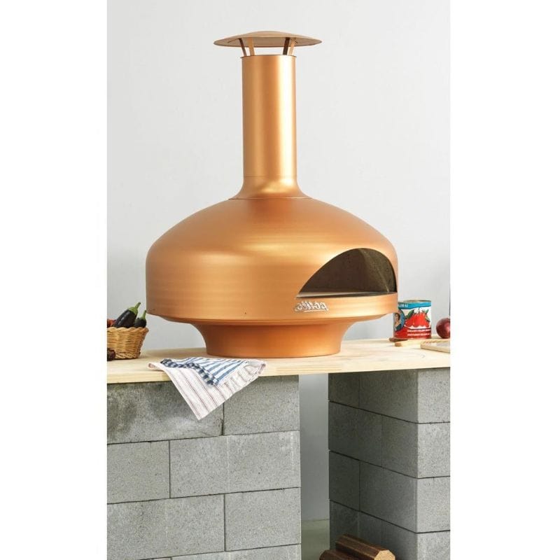 Polito Giotto Wood Fired Oven With Bench Stand in Copper