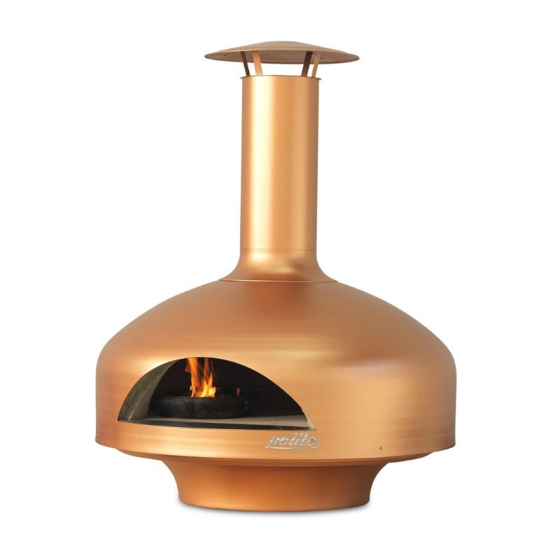 Black Polito Giotto Wood Fired Oven With Bench Stand