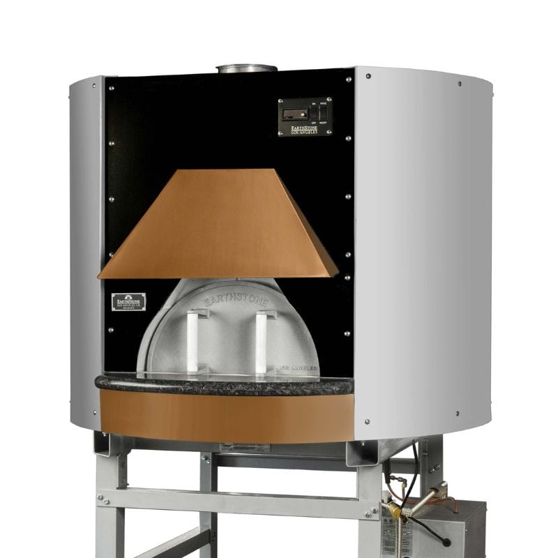 Earthstone Model-90-PAGW GAS WOOD HYBRID Copper Hood Side View Close Up